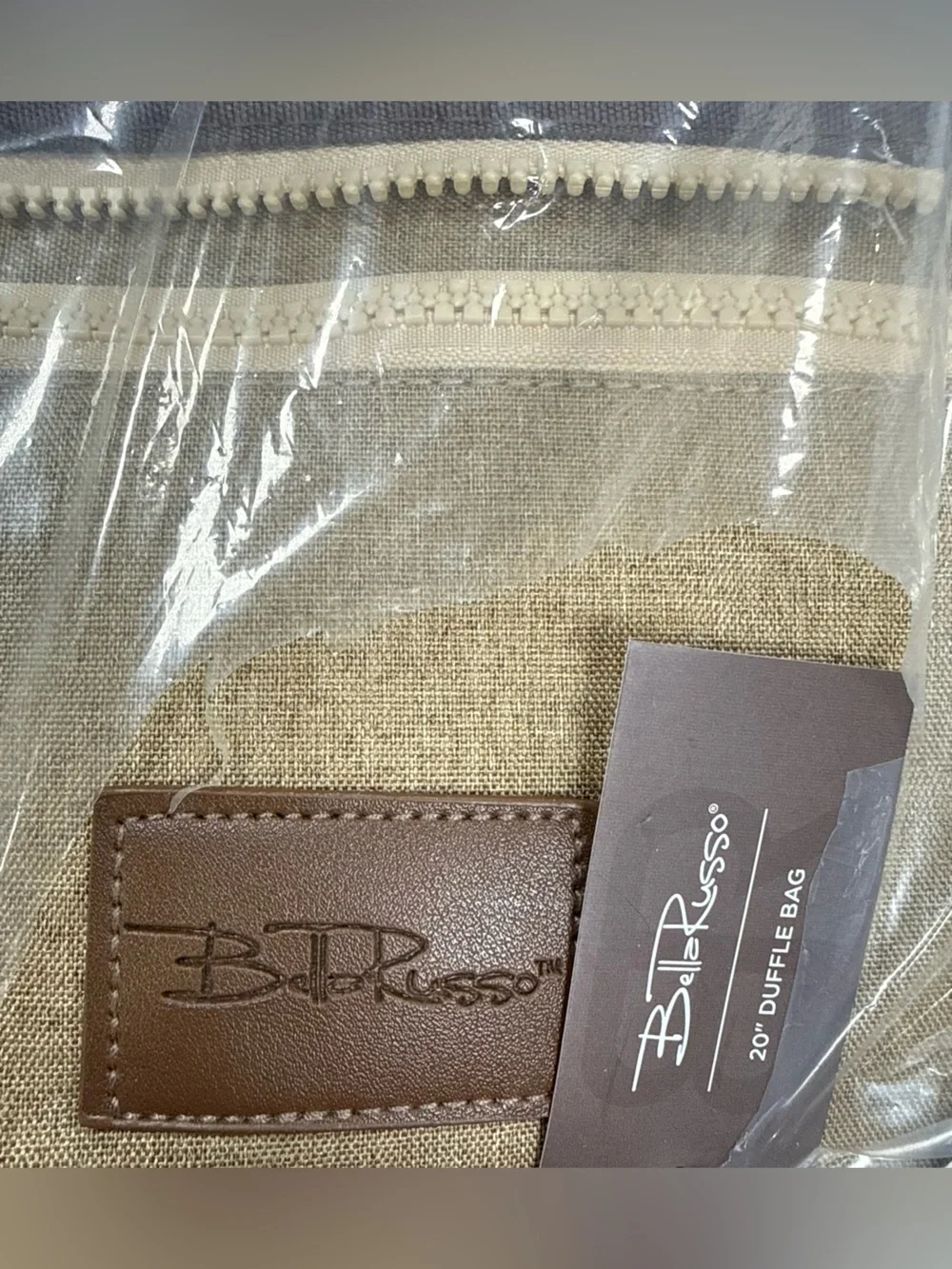 Set of 2 Bella Russo Two-Tone Brown & Tan Duffel Bag NWT